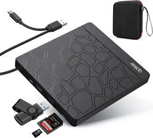 External DVD Drive, USB3.0 CD DVD +/-RW Burner for Laptop, Optical Disk Drive with SD Slot, Type C Cord and Carrying Case, Multi-Functional, for PC Desktop Mac Book Windows 10/8/7 Linux OS External DVD Drive, USB3.0 CD DVD +/-RW Burner for Laptop, Optical Disk Drive with SD Slot, Type C Cord and Carrying Case, Multi-Functional, for PC Desktop Mac Book Windows 10/8/7 Linux OS