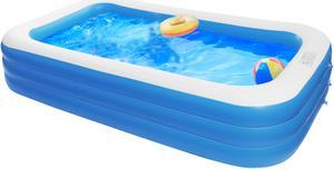 LIYUE Inflatable Pool 117" X 69" X 22" Full-Sized Family Rectangular Swimming Pool Foldable Ocean Ball Pool for Family Outdoor Swim Center Water Party