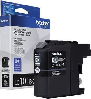Brother Genuine Standard Yield Black Ink Cartridge, LC101BK, Replacement Black Ink, Page Yield Upto 300 Pages, LC101