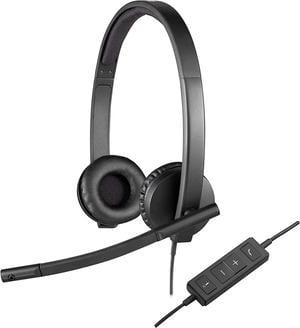 Logitech H570e Wired USB Stereo Headphones with Noise-Cancelling Microphone - Black