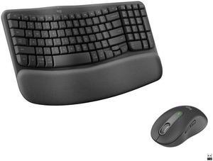 Logitech Wave Keys Wireless Ergonomic Keyboard with Logitech Signature M650 Wireless Mouse - Graphite