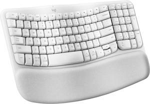Logitech Wave Keys Wireless Ergonomic Keyboard with Cushioned Palm Rest for Multi-OS, Windows, Mac - Off White