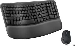 Logitech Wave Keys Wireless Ergonomic Keyboard with Logitech M720 Triathlon Multi-Device Wireless Mouse
