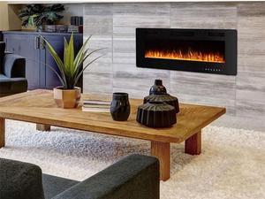 36 inch Wall Mounted and Recessed Electric Fireplace, Adjustable Flame Color and Speed Fireplace Heater Fit for 2 x 4 and 2 x 6 Stud with Touch Screen Control Panel, Remote Control