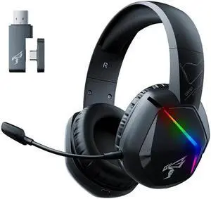 SOMIC 5.3 bluetooth Gaming Headset with Microphone for PS5, PS4, Computer Gamer Headphone with Stereo Sound, Detachable Mic, Soft Earmuffs, RGB LED Light, 10H+ Playtime (Xbox one in Wired Mode)