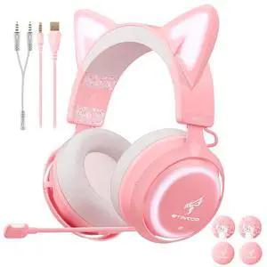 SOMIC  Stereo Gaming Headset USB+3.5 for PC, PS4, Laptops, 7.1 Virtual Surround Sound 3.5MM Headphones, Noise Canceling Over Ear Headphone with Voice Changer Mic and 8 Led Lights for Women