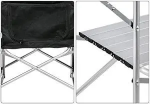 Portable Camping Kitchen Table Cooking Windscreen Heat Resistant Tabletop Zipper Storage Cabinets W/ Light Pole Heat-resistant tabletop Removable Steel Windscreens
