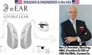 Pair of eEAR® BTE H4 Rechargeable Hearing Aid Amplifier, Digital BTE Hearing Technology Designed and Engineered in the USA | Sold 10,000+