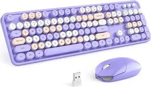 Wireless Keyboard Mouse Combo - GEEZER Deep Purple Full-Sized Colorful Keyboard 104 Keys - USB 2.4 G Receiver Plug Play with Round Keycap Typewriter Keyboards, for Windows, PC, Laptop, Desktop Wireless Keyboard Mouse Combo - GEEZER Deep Purple Full-Sized Colorful Keyboard 104 Keys - USB 2.4 G Receiver Plug Play with Round Keycap Typewriter Keyboards, for Windows, PC, Laptop, Desktop