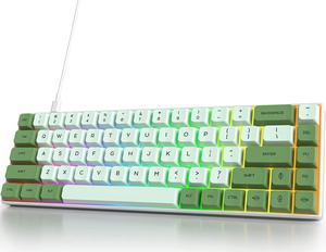 Owpkeenthy Wired 65% Percent Mechanical Gaming Keyboard Creamy Keycaps with Red Switch Ultra Compact RGB 60% Cute Green Gaming Keyboard N-Key Rollover for PC Gamer (Matcha/68 Red Switch)