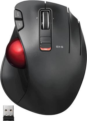 ELECOM EX-G Trackball Mouse, 2.4GHz Wireless, Thumb Control, 6-Button Function with Smooth Tracking, Ergonomic Design, Optical Gaming Sensor, Smooth Red Ball, Windows11, macOS (M-XT3DRBK-G)