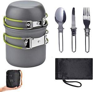 Special Pie 5pcs Portable Camping Cookware Kit for Backpacking Gear, Camping Cooking Set,Easy Storage - Backpack Camping Pots and Pans,Forks and Spoons,Backpacking Hiking Outdoor Cooking and Picnic