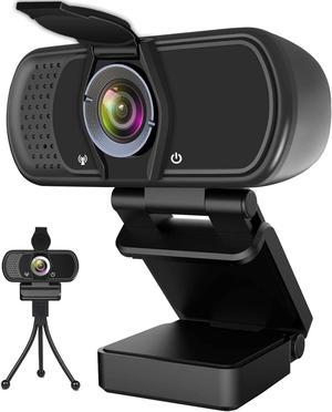 Webcam 1080P,HD Webcam with Microphone,PC Laptop Desktop USB Webcams with 110 Degree Wide Angle,Computer Web Camera with Rotatable Clip