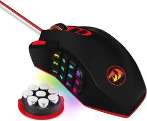 M901 Wired Gaming Mouse MMO RGB LED Backlit Mice 12400 DPI Perdition with 18 Programmable Buttons Weight Tuning for Windows PC Gaming (Black)