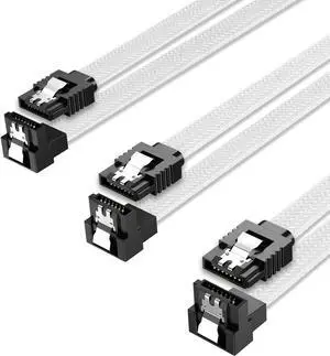 3PACK SATA Cable III 3 Pack 90 Degree Straight to Right Angle 6Gbps HDD SDD SATA Data Cable with Locking Latch 50cm 18 Inch for SATA HDD, SSD, CD Driver, CD Writer, White 3PACK SATA Cable III 3 Pack 90 Degree Straight to Right Angle 6Gbps HDD SDD SATA Data Cable with Locking Latch 50cm 18 Inch for SATA HDD, SSD, CD Driver, CD Writer, White