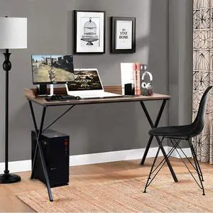 Computer Desk 47'' Sturdy Study Simple Style PC Laptop Notebook Writing Desk for Home Office Workstation Metal Frame Brown Computer Desk 47'' Sturdy Study Simple Style PC Laptop Notebook Writing Desk for Home Office Workstation Metal Frame Brown