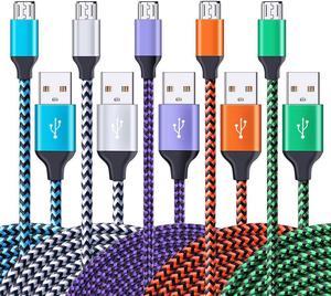 Micro USB Cable 5Pack 6ft High Speed Nylon Braided Android Charging Cables for Samsung Galaxy J8J7S7S6EdgeNote5 Sony Motorola HTC LG Android Tablets and More USB to Micro USB Cords