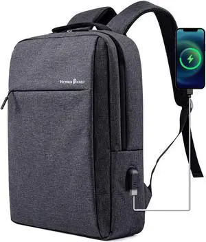 Laptop Backpack 15.6 Inch, Business Slim Durable Laptops Travel Backpacks with USB Charging Port, College School Computer Bag Gifts for Men and Women Fits Notebook (Grey) Laptop Backpack 15.6 Inch, Business Slim Durable Laptops Travel Backpacks with USB Charging Port, College School Computer Bag Gifts for Men and Women Fits Notebook (Grey)