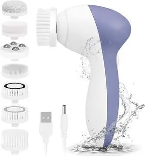Rechargeable Facial Cleansing Spin Brush Set with 7 Interchangeable Brush Heads - Waterproof Face Spa System by - Advanced Microdermabrasion for Gentle Exfoliation and Deep Scrubbing(Purple) Rechargeable Facial Cleansing Spin Brush Set with 7 Interchangeable Brush Heads - Waterproof Face Spa System by - Advanced Microdermabrasion for Gentle Exfoliation and Deep Scrubbing(Purple)