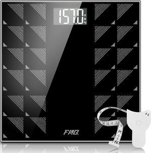 Digital Body Weight Scale, Bathroom Scale with Large Anti-Slip Matte Weighing Platform Lighted LCD Display Shatter-Resistant Tempered Glass, 400 Pounds Max, Included Body Tape Measure