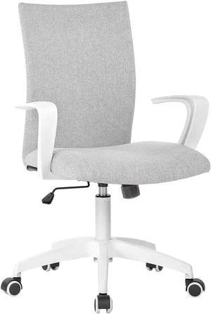 Office Chair Ergonomic Mid Back Swivel Chair Height Adjustable Desk Chair White Office Chair Computer Chair with Armrest Mid Size (Grey and White)