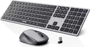 Wireless Keyboard and Mouse Combo,  2.4G Full-Size Slim Thin Wireless Keyboard Mouse for Windows, Computer, Desktop, PC, Laptop Mac (Silver and Gray)
