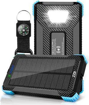 Solar Charger-16800mAh Solar Power Bank Wireless Portable Charger Quick Charge Type-C 5V Dual USB with LED Flashlight Solar Panel Charger Compatible with iOS & Android Solar Charger-16800mAh Solar Power Bank Wireless Portable Charger Quick Charge Type-C 5V Dual USB with LED Flashlight Solar Panel Charger Compatible with iOS & Android