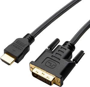 Bidirectional HDMI to DVI Cable 6FT HDMI to DVID241 or DVI to HDMI Male Adapter Cord 6 Compatible for Raspberry Pi Roku Xbox One PS4 PS3 Graphics CardBraided BiDirectional