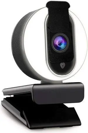 1080P Webcam with Ring Light, Privacy Cover and Dual Microphone, Advanced Auto-Focus, Adjustable Brightness, 2021 Streaming Web Camera for Zoom Skype Facetime, PC Mac Laptop Desktop 1080P Webcam with Ring Light, Privacy Cover and Dual Microphone, Advanced Auto-Focus, Adjustable Brightness, 2021 Streaming Web Camera for Zoom Skype Facetime, PC Mac Laptop Desktop