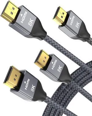 8K 60Hz HDMI Cable 6.6FT 2-Pack,Certified 48Gbps 7680P Ultra High Speed HDMI Cord for Apple TV,Roku,Samsung QLED,2.0 2.1,Sony Playstation,PS5,6FT,Xbox One Series X,eARC HDR HDCP 2.2 2.3,4K 120Hz 144Hz 8K 60Hz HDMI Cable 6.6FT 2-Pack,Certified 48Gbps 7680P Ultra High Speed HDMI Cord for Apple TV,Roku,Samsung QLED,2.0 2.1,Sony Playstation,PS5,6FT,Xbox One Series X,eARC HDR HDCP 2.2 2.3,4K 120Hz 144Hz