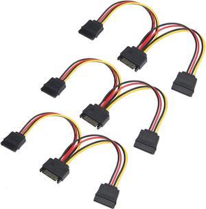 SATA Power Splitter, 3 Pack 15 Pin SATA Male to Dual 15 Pin Female Power Y Splitter Cable Adapter Hard Drive, HDD, SSD, 9.8 Inches