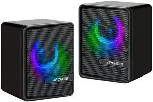 Computer Speakers, Gaming Speaker with RGB Lights Wired 2.0 USB Powered Stereo Mini Multimedia Volume Control 3.5mm Aux Input for PC Phone Tablets Desktop Laptop Computer Speakers, Gaming Speaker with RGB Lights Wired 2.0 USB Powered Stereo Mini Multimedia Volume Control 3.5mm Aux Input for PC Phone Tablets Desktop Laptop
