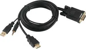 HDMI to VGA, Gold-Plated HDMI to VGA 6 Feet Cable with Power and Audio Compatible for Computer, Desktop, Laptop, PC, Monitor, Projector, HDTV, Chromebook, Raspberry Pi, Roku, Xbox HDMI to VGA, Gold-Plated HDMI to VGA 6 Feet Cable with Power and Audio Compatible for Computer, Desktop, Laptop, PC, Monitor, Projector, HDTV, Chromebook, Raspberry Pi, Roku, Xbox