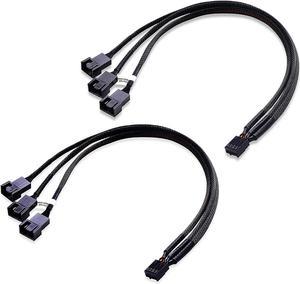 2-Pack 3 Way 4 Pin PWM Fan Splitter Cable - 12 Inches