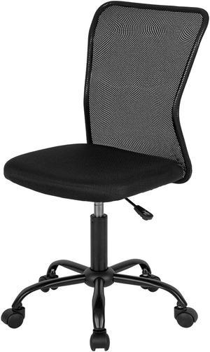 Home Office Chair Mid Back Mesh Desk Chair Armless Computer Chair Ergonomic Task Rolling Swivel Chair Back Support Adjustable Modern Chair with Lumbar Support (Black)
