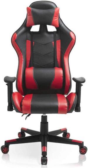 Video Game Chair, Ergonomic Computer Gaming Chair Big and Tall PC Racing Office Chair PU Leather Executive Task Chair Swivel Desk Chair with Adjustable Armrests Headrest and Lumbar Support (Red)