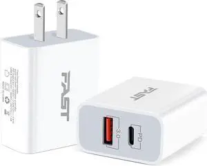 Fast USB C Charger, 2-Pack 20W PD + Quick Charge 3.0 Dual Port Type C Wall Charger Block Plug Compatible with iPhone 12/12 Mini/12 Pro Max/11/11 Pro Max/XS/XR/X/8, iPad, AirPods Pro, More Fast USB C Charger, 2-Pack 20W PD + Quick Charge 3.0 Dual Port Type C Wall Charger Block Plug Compatible with iPhone 12/12 Mini/12 Pro Max/11/11 Pro Max/XS/XR/X/8, iPad, AirPods Pro, More