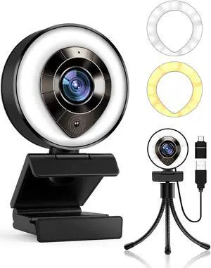 2021 HD 1080P Webcam with Microphone,Ring Light,Plug and Play,Adjustable Brightness,Advanced Auto-Focus,Privacy Protection,USB Streaming Webcam for PC Desktop Laptop MAC,Zoom Skype YouTube 2021 HD 1080P Webcam with Microphone,Ring Light,Plug and Play,Adjustable Brightness,Advanced Auto-Focus,Privacy Protection,USB Streaming Webcam for PC Desktop Laptop MAC,Zoom Skype YouTube