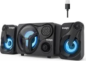 2.1 Computer Speakers with Subwoofer, HiFi Stereo PC Speaker with 60W Stereo Sound, USB Powered Speakers with Bluetooth 5.0 & USB Connection, 2.1 Computer PC Monitor Speakers 2.1 Computer Speakers with Subwoofer, HiFi Stereo PC Speaker with 60W Stereo Sound, USB Powered Speakers with Bluetooth 5.0 & USB Connection, 2.1 Computer PC Monitor Speakers