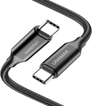 UNAMAK USB C to USB C Cable 6.6FT (60W 20V/3A) Compatible with iPad Pro 2020 2018, MacBook, MacBook Pro, Pixel, Samsung Galaxy S20, Chromebook and USB-C Mobile Phones -Black