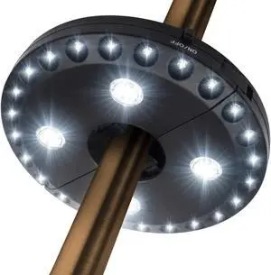 Patio Umbrella Light 3 Brightness Modes Cordless 28 LED Lights-4 x AA Battery Operated Umbrella Pole Light for Patio Umbrellas Camping Tents or Indoor Use