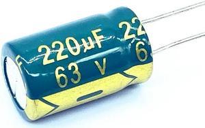 20pcs high frequency low impedance 63v 220UF aluminum electrolytic capacitor size 10*17 220UF