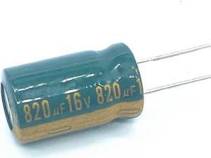 12pcs 820uf16V Low ESR/Impedance high frequency aluminum electrolytic capacitor size 10*20 16V 820uf