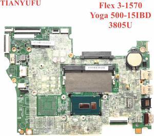 For Lenovo YOGA 500-15IBD Flex 3-1570 Laotop motherboard  3805U CPU 14217-1M DDR3L motherboard tested 100% work