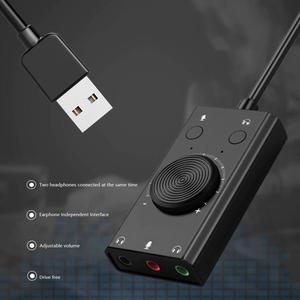 Portable USB External Sound Card Stereo Mic Speaker Headset Audio Jack 3.5mm Cable Adapter Mute Switch Volume Adjustment