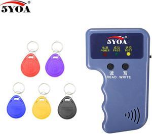 Handheld 125KHz EM4100 RFID Copier Writer Duplicator Programmer Reader + 5 Pcs EM4305 T5577 Rewritable ID Keyfobs Tags Card