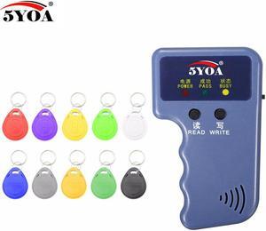 Handheld 125KHz EM4100 RFID Copier Writer Duplicator Programmer Reader + 10 EM4305 T5577 Rewritable ID Keyfobs Tags Card