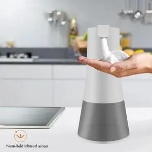350ml Foaming Automatic Soap Dispenser with Base, Rechargeable Hands free Automatic Foam Soap Dispenser for Bathroom & Kitchen