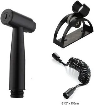 Black Handheld Bidet Toilet Sprayer Space Aluminum Hygiene Sprayer Set Baby Diaper Cloth Sprayers Bidet With Hose and Holder
