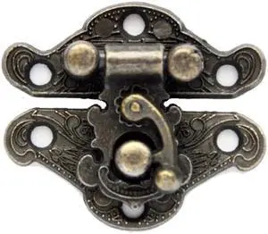 2PCS/Lot 25x24mm Antique Vintage Latch Hasp Lock Drawer Cabinet Wooden Jewelry Box Case Hasp Latch with Screws, Zinc Alloy